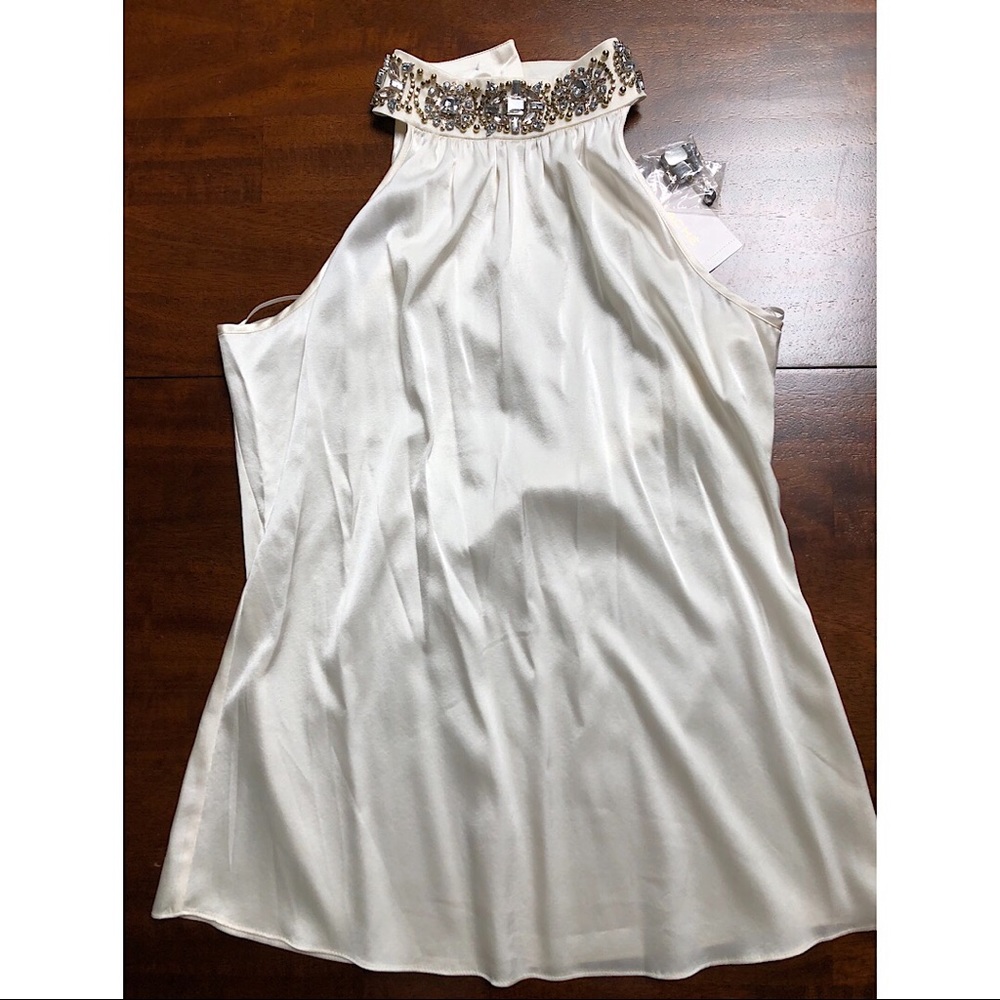 Caché Silk Halter Top with Sequins